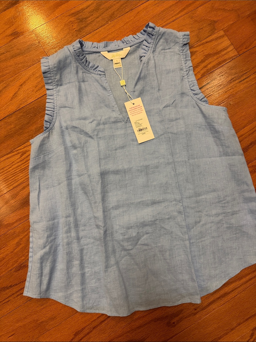 Lilly Pulitzer Jacaranda Blue Sleeveless Ruffle Shell